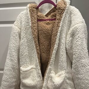 Reversible fleece jacket with hood